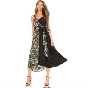 DELFI COLLECTIVE Camille Color Block Floral Pleated Dress Women's Size Large